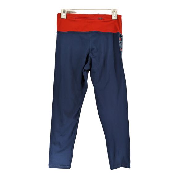 Champion Authentic Graphic Leggings M Red Navy Logo Back Zip Pocket Athleticwear - Picture 2 of 10